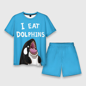 Мужской костюм с шортами 3D с принтом Я ем дельфинов в Кировске,  |  | дельфины | касатка