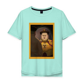 Мужская футболка хлопок Oversize с принтом Счастливый Ким в Кировске, 100% хлопок | свободный крой, круглый ворот, “спинка” длиннее передней части | ким чен ын | северная корея