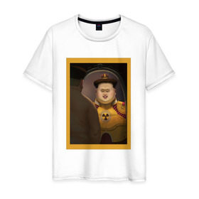 Мужская футболка хлопок с принтом Счастливый Ким в Кировске, 100% хлопок | прямой крой, круглый вырез горловины, длина до линии бедер, слегка спущенное плечо. | ким чен ын | северная корея