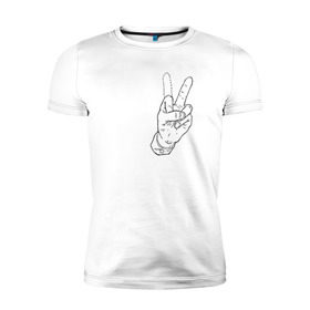 Мужская футболка премиум с принтом Недофак в Кировске, 92% хлопок, 8% лайкра | приталенный силуэт, круглый вырез ворота, длина до линии бедра, короткий рукав | v | виктори | пис | средний палец