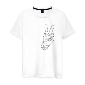 Мужская футболка хлопок с принтом Недофак в Кировске, 100% хлопок | прямой крой, круглый вырез горловины, длина до линии бедер, слегка спущенное плечо. | v | виктори | пис | средний палец