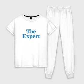 Женская пижама хлопок с принтом Эксперт в Кировске, 100% хлопок | брюки и футболка прямого кроя, без карманов, на брюках мягкая резинка на поясе и по низу штанин | the expert | президент | сша | эксперт