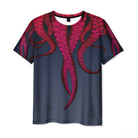 Мужская футболка 3D с принтом Щупальцы Осьминога в Кировске, 100% полиэфир | прямой крой, круглый вырез горловины, длина до линии бедер | кальмар | осьминог | щупальца