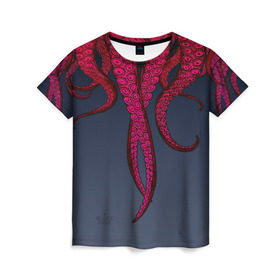 Женская футболка 3D с принтом Щупальцы Осьминога в Кировске, 100% полиэфир ( синтетическое хлопкоподобное полотно) | прямой крой, круглый вырез горловины, длина до линии бедер | кальмар | осьминог | щупальца