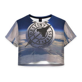 Женская футболка 3D укороченная с принтом Destiny Express в Кировске, 100% полиэстер | круглая горловина, длина футболки до линии талии, рукава с отворотами | 