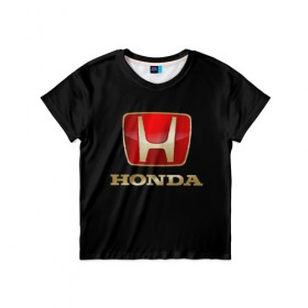 Детская футболка 3D с принтом Honda в Кировске, 100% гипоаллергенный полиэфир | прямой крой, круглый вырез горловины, длина до линии бедер, чуть спущенное плечо, ткань немного тянется | Тематика изображения на принте: авот | марка | машина | хонда