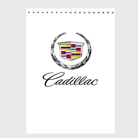Скетчбук с принтом Cadillac в Кировске, 100% бумага
 | 48 листов, плотность листов — 100 г/м2, плотность картонной обложки — 250 г/м2. Листы скреплены сверху удобной пружинной спиралью | Тематика изображения на принте: авто | кадиллак | марка | машина