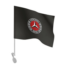 Флаг для автомобиля с принтом Mercedes-Benz в Кировске, 100% полиэстер | Размер: 30*21 см | car | germany | logo | make | mercedes benz | автомобиль | германия | логотип | марка | мерседес бенц