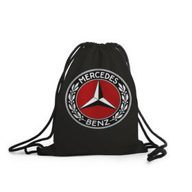 Рюкзак-мешок 3D с принтом Mercedes-Benz в Кировске, 100% полиэстер | плотность ткани — 200 г/м2, размер — 35 х 45 см; лямки — толстые шнурки, застежка на шнуровке, без карманов и подкладки | car | germany | logo | make | mercedes benz | автомобиль | германия | логотип | марка | мерседес бенц