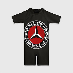 Детский купальный костюм 3D с принтом Mercedes-Benz в Кировске, Полиэстер 85%, Спандекс 15% | застежка на молнии на спине | car | germany | logo | make | mercedes benz | автомобиль | германия | логотип | марка | мерседес бенц