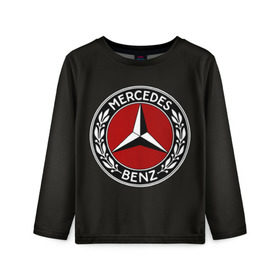 Детский лонгслив 3D с принтом Mercedes-Benz в Кировске, 100% полиэстер | длинные рукава, круглый вырез горловины, полуприлегающий силуэт
 | car | germany | logo | make | mercedes benz | автомобиль | германия | логотип | марка | мерседес бенц