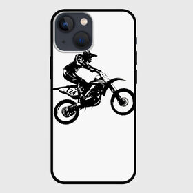 Чехол для iPhone 13 mini с принтом Мотокросс в Кировске,  |  | motocross | motorcycle | motorcyclist | silhouette | speed | stencil | мотокросс | мотоцикл | мотоциклист | силуэт | скорость | трафарет