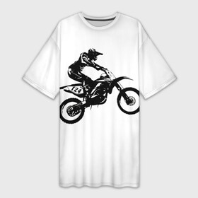 Платье-футболка 3D с принтом Мотокросс в Кировске,  |  | motocross | motorcycle | motorcyclist | silhouette | speed | stencil | мотокросс | мотоцикл | мотоциклист | силуэт | скорость | трафарет