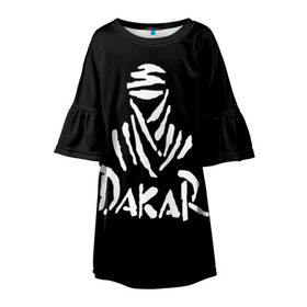 Детское платье 3D с принтом Dakar в Кировске, 100% полиэстер | прямой силуэт, чуть расширенный к низу. Круглая горловина, на рукавах — воланы | dakar | desert | logo | race | rally | sign | гонки | дакар | знак | логотип | пустыня | ралли
