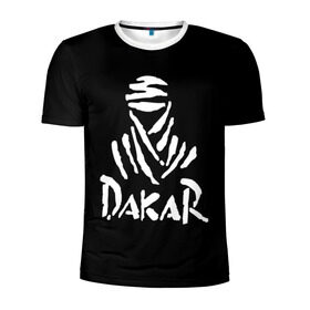 Мужская футболка 3D спортивная с принтом Dakar в Кировске, 100% полиэстер с улучшенными характеристиками | приталенный силуэт, круглая горловина, широкие плечи, сужается к линии бедра | dakar | desert | logo | race | rally | sign | гонки | дакар | знак | логотип | пустыня | ралли