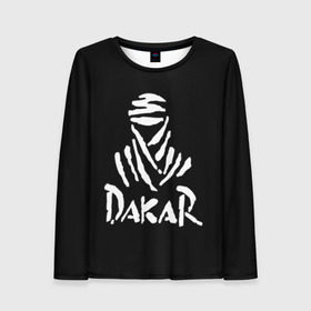 Женский лонгслив 3D с принтом Dakar в Кировске, 100% полиэстер | длинные рукава, круглый вырез горловины, полуприлегающий силуэт | dakar | desert | logo | race | rally | sign | гонки | дакар | знак | логотип | пустыня | ралли