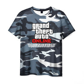 Мужская футболка 3D с принтом GTA Online: GUNRUNNING в Кировске, 100% полиэфир | прямой крой, круглый вырез горловины, длина до линии бедер | auto | grand | gta | gta5 | rockstar | theft | гта | рокстар