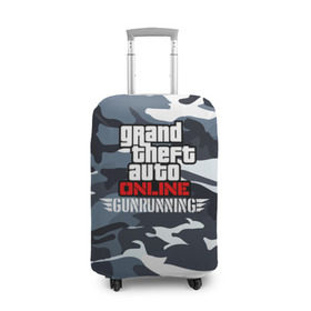 Чехол для чемодана 3D с принтом GTA Online: GUNRUNNING в Кировске, 86% полиэфир, 14% спандекс | двустороннее нанесение принта, прорези для ручек и колес | auto | grand | gta | gta5 | rockstar | theft | гта | рокстар