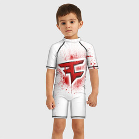 Детский купальный костюм 3D с принтом cs:go - FaZe clan (White collection) в Кировске, Полиэстер 85%, Спандекс 15% | застежка на молнии на спине | cs go | faze | white | кс го | фейз