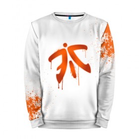 Мужской свитшот 3D с принтом cs:go - Fnatic (White collection) в Кировске, 100% полиэстер с мягким внутренним слоем | круглый вырез горловины, мягкая резинка на манжетах и поясе, свободная посадка по фигуре | cs go | fnatic | кс го | фнатик