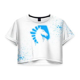 Женская футболка 3D укороченная с принтом cs:go - Liquid team (White collection) в Кировске, 100% полиэстер | круглая горловина, длина футболки до линии талии, рукава с отворотами | 0x000000123 | cs go | liquid | white | кс го | ликвид