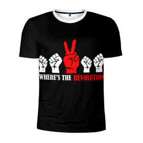 Мужская футболка 3D спортивная с принтом DM: Where`s the revolution? в Кировске, 100% полиэстер с улучшенными характеристиками | приталенный силуэт, круглая горловина, широкие плечи, сужается к линии бедра | depeche mode
