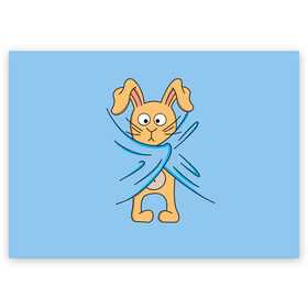 Поздравительная открытка с принтом Кролик в Кировске, 100% бумага | плотность бумаги 280 г/м2, матовая, на обратной стороне линовка и место для марки
 | Тематика изображения на принте: животные | зайчик | заяц | кролик