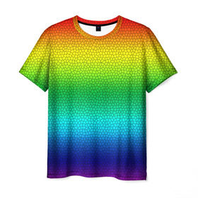Мужская футболка 3D с принтом Радуга (Витражный Градиент) в Кировске, 100% полиэфир | прямой крой, круглый вырез горловины, длина до линии бедер | gradient | rainbow | витраж | градиент | радуга