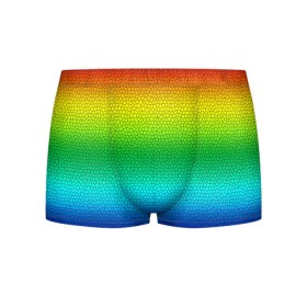 Мужские трусы 3D с принтом Радуга (Витражный Градиент) в Кировске, 50% хлопок, 50% полиэстер | классическая посадка, на поясе мягкая тканевая резинка | Тематика изображения на принте: gradient | rainbow | витраж | градиент | радуга