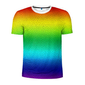 Мужская футболка 3D спортивная с принтом Радуга (Витражный Градиент) в Кировске, 100% полиэстер с улучшенными характеристиками | приталенный силуэт, круглая горловина, широкие плечи, сужается к линии бедра | gradient | rainbow | витраж | градиент | радуга