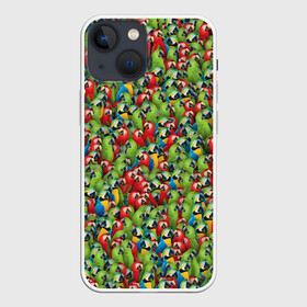 Чехол для iPhone 13 mini с принтом Попугаи в Кировске,  |  | Тематика изображения на принте: ара | животные | паттрен | попугай | птицы | птички | текстура | тропики