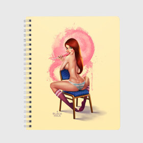 Тетрадь с принтом Pin Up Pop Art Girl в Кировске, 100% бумага | 48 листов, плотность листов — 60 г/м2, плотность картонной обложки — 250 г/м2. Листы скреплены сбоку удобной пружинной спиралью. Уголки страниц и обложки скругленные. Цвет линий — светло-серый
 | Тематика изображения на принте: comics | girl | lollipop | pin up | pop art | арт | девочка | дизайн | конфетка | лолита | милая | мода | пафос | поп арт | сосательная | стиль | чупа чупс