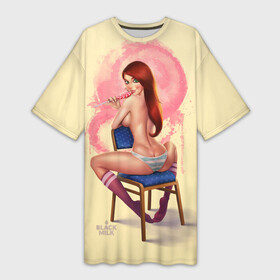 Платье-футболка 3D с принтом Pin Up Pop Art Girl в Кировске,  |  | comics | girl | lollipop | pin up | pop art | арт | девочка | дизайн | конфетка | лолита | милая | мода | пафос | поп арт | сосательная | стиль | чупа чупс