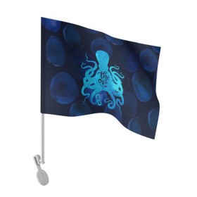 Флаг для автомобиля с принтом крутой осьминог в Кировске, 100% полиэстер | Размер: 30*21 см | Тематика изображения на принте: вода | море | океан | осьминог | подводный мир | рыбы