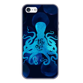 Чехол для iPhone 5/5S матовый с принтом крутой осьминог в Кировске, Силикон | Область печати: задняя сторона чехла, без боковых панелей | Тематика изображения на принте: вода | море | океан | осьминог | подводный мир | рыбы