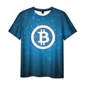 Мужская футболка 3D с принтом Bitcoin Blue - Биткоин в Кировске, 100% полиэфир | прямой крой, круглый вырез горловины, длина до линии бедер | Тематика изображения на принте: bitcoin | ethereum | litecoin | биткоин | интернет | крипта | криптовалюта | лайткоин | майнинг | технологии | эфир