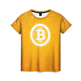 Женская футболка 3D с принтом Bitcoin - Биткоин в Кировске, 100% полиэфир ( синтетическое хлопкоподобное полотно) | прямой крой, круглый вырез горловины, длина до линии бедер | bitcoin | ethereum | litecoin | биткоин | интернет | крипта | криптовалюта | лайткоин | майнинг | технологии | эфир