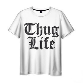 Мужская футболка 3D с принтом Thug Life в Кировске, 100% полиэфир | прямой крой, круглый вырез горловины, длина до линии бедер | 2pac | amaru | life | shakur | thug | thung | tupac