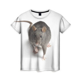 Женская футболка 3D с принтом Крыса в Кировске, 100% полиэфир ( синтетическое хлопкоподобное полотно) | прямой крой, круглый вырез горловины, длина до линии бедер | животные | крыса | мышка | мышь
