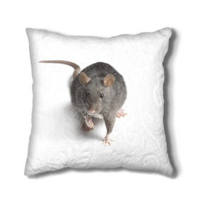 Подушка 3D с принтом Крыса в Кировске, наволочка – 100% полиэстер, наполнитель – холлофайбер (легкий наполнитель, не вызывает аллергию). | состоит из подушки и наволочки. Наволочка на молнии, легко снимается для стирки | животные | крыса | мышка | мышь