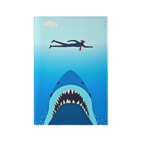 Обложка для паспорта матовая кожа с принтом Акула в Кировске, натуральная матовая кожа | размер 19,3 х 13,7 см; прозрачные пластиковые крепления | 3d | акула | арт | животные | море | плавание | природа | рыбы | спорт | хищники