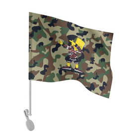 Флаг для автомобиля с принтом Dab Bart Simpson в Кировске, 100% полиэстер | Размер: 30*21 см | Тематика изображения на принте: bart | dab | dabbin | simpsons | барт симпсон | даб | дэб | дэббинг | мультик | мультики | мультфильм | мультфильмы | симпсоны