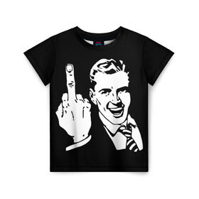 Детская футболка 3D с принтом Человек с пальцем в Кировске, 100% гипоаллергенный полиэфир | прямой крой, круглый вырез горловины, длина до линии бедер, чуть спущенное плечо, ткань немного тянется | Тематика изображения на принте: менеджер