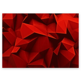 Поздравительная открытка с принтом Грани геометрии в Кировске, 100% бумага | плотность бумаги 280 г/м2, матовая, на обратной стороне линовка и место для марки
 | abstraction | абстракция | геометрия | грани | изгиб | красные | линии | полигоны | полосы | сочетания | текстура | треугольники