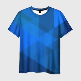 Мужская футболка 3D с принтом blue texsture в Кировске, 100% полиэфир | прямой крой, круглый вырез горловины, длина до линии бедер | abstraction | абстракция | геометрия | грани | линии | полигоны | сочетания | треугольники