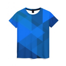 Женская футболка 3D с принтом blue texsture в Кировске, 100% полиэфир ( синтетическое хлопкоподобное полотно) | прямой крой, круглый вырез горловины, длина до линии бедер | abstraction | абстракция | геометрия | грани | линии | полигоны | сочетания | треугольники