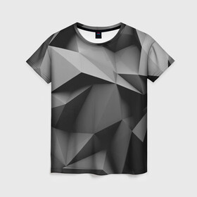 Женская футболка 3D с принтом Gray abstraction в Кировске, 100% полиэфир ( синтетическое хлопкоподобное полотно) | прямой крой, круглый вырез горловины, длина до линии бедер | abstract | abstraction | грань | краски | линии | ребро | текстура