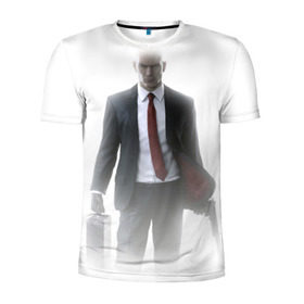 Мужская футболка 3D спортивная с принтом Hitman в тумане в Кировске, 100% полиэстер с улучшенными характеристиками | приталенный силуэт, круглая горловина, широкие плечи, сужается к линии бедра | 