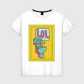 Женская футболка хлопок с принтом Сортирный юмор в Кировске, 100% хлопок | прямой крой, круглый вырез горловины, длина до линии бедер, слегка спущенное плечо | lol | желтый | кек | лол | мультяшный | унитаз