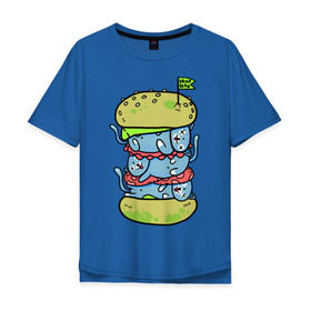 Мужская футболка хлопок Oversize с принтом drop dead в Кировске, 100% хлопок | свободный крой, круглый ворот, “спинка” длиннее передней части | burger | cat | citty | hamburger | бургер | гамбургер | кот | кошка